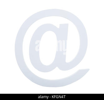 Light grey at sign used in e-mail addresses  symbol of the location or institution of the e-mail recipient  isolated on white background Stock Photo