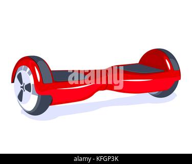 Electrical modern eco transport red hoverboard isolated on white background. Vector illustration. Stock Vector