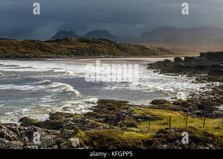 Achnahaird Beach on the Coigach Peninsula Coast, Wester Ross, Scotland Stock Photo