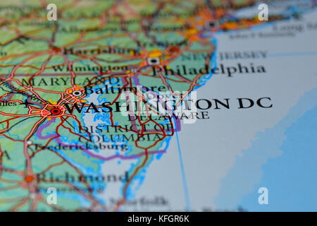 Close Up Of A Map With Washington D.c In Focus For A Travel Concept 