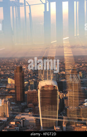 View of the City of London from The Shard viewing platform at sunset in London Stock Photo