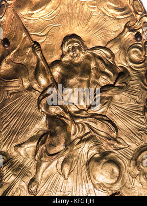 Detail of a tabernacle in a Catholic church in which are preserved the consecrated hosts after the Eucharistic celebration. Stock Photo