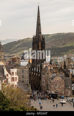 Edinburgh - New Town with the with the Firth of Forth in the background,and the The Hub - Headquarters of the Edinburgh Festival In the foreground  fr Stock Photo