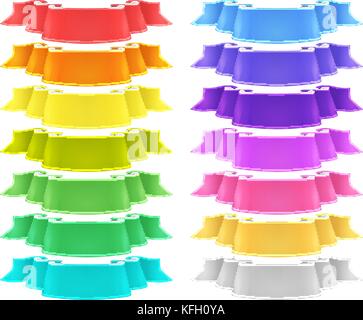 isolated vector colored satin ribbons set Stock Vector