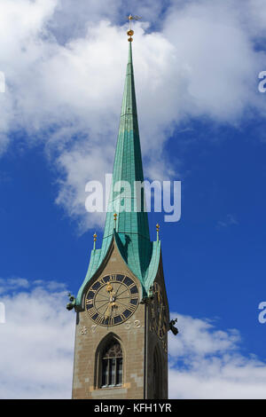 Clock tower of Fraumunster, Zurich, Switzerland Stock Photo