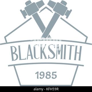 Hammer blacksmith logo, simple gray style Stock Vector