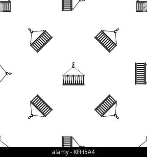 Crane hook lifts container pattern seamless black Stock Vector