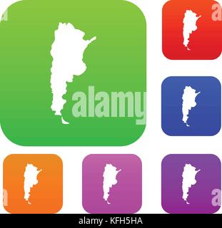 Map of Argentina set color collection Stock Vector