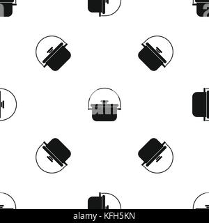Cooking cauldron pattern seamless black Stock Vector