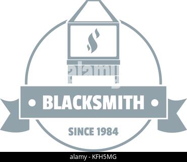 Retro blacksmith logo, simple gray style Stock Vector