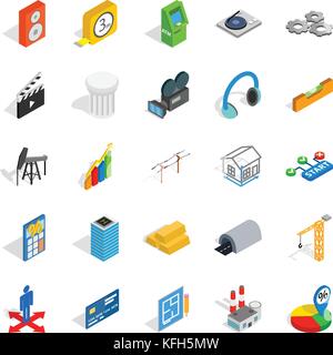 Shooting icons set, isometric style Stock Vector