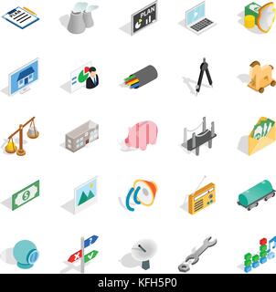Cabling icons set, isometric style Stock Vector