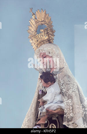 Virgen del Carmen and baby Jesus at Puerto Deportivo Virgen del Carmen. Marbella, Malaga, Andalusia, Spain. Stock Photo