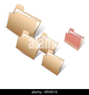 Brown and red file folder icons Stock Vector
