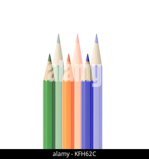 colored pencils closeup on white  Stock Vector
