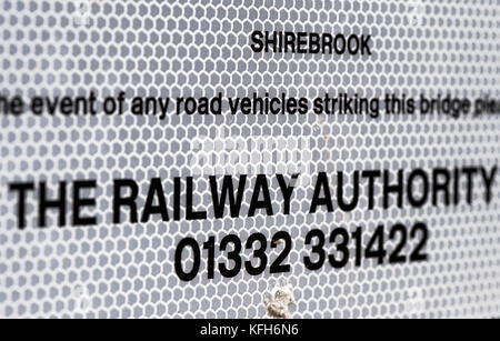 A Railway Authority reflective bridge identification panel Stock Photo ...