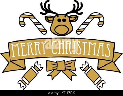 Merry Christmas Greetings Text Design Stock Vector