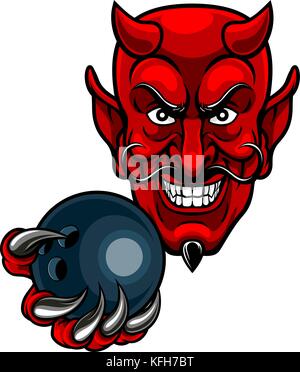 Devil Bowling Sports Mascot Stock Vector