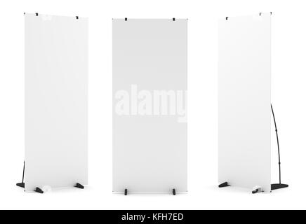 Blank roll-up banner display, isolated on white Stock Photo