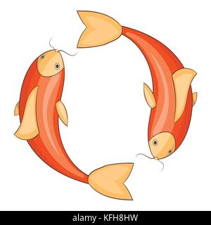 Koi carps icon, cartoon style Stock Vector