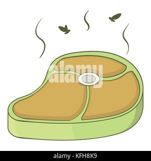 Rotten piece of meat icon, cartoon style Stock Vector