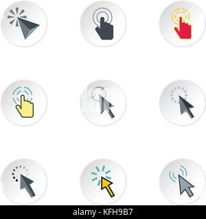 Cursor icons set, flat style Stock Vector