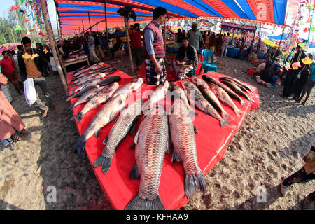 A fish stall at Poradaha Mela near Garidaha River in Gabtali upazila of Bogra district in Bangladesh. The main attractions of this 150-year-old tradit Stock Photo