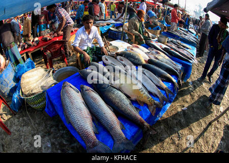 A fish stall at Poradaha Mela near Garidaha River in Gabtali upazila of Bogra district in Bangladesh. The main attractions of this 150-year-old tradit Stock Photo