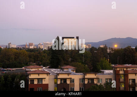 Sunset view from a room at the Holiday Inn San Jose - Silicon Valley, San Jose, California, United States Stock Photo