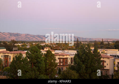 Sunset view from a room at the Holiday Inn San Jose - Silicon Valley, San Jose, California, United States Stock Photo