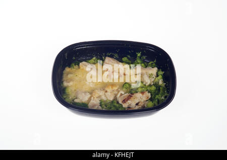 Microwaved Atkins Diet chicken tv dinner Stock Photo