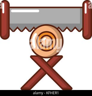 Cutting saw icon, cartoon style Stock Vector