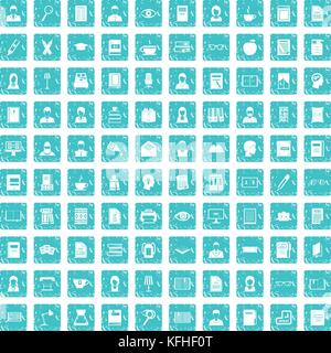 100 reader icons set grunge blue Stock Vector