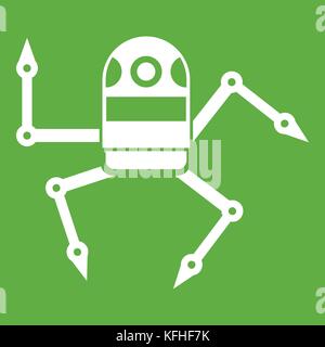 Spider robot icon green Stock Vector