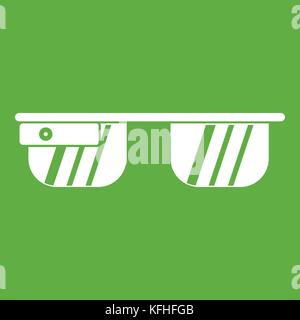 Smart glasses icon green Stock Vector