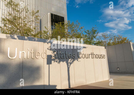 Federal Courthouse Salt Lake City. Entrance detail of the U.S. Courthouse for the District of Utah. Stock Photo