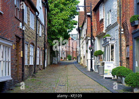 Cobbled Lombard Street in Petworth, a small town in West Sussex, England UK Stock Photo