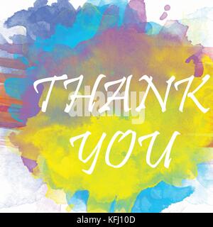 Thank you Text in Watercolor Background Stock Vector