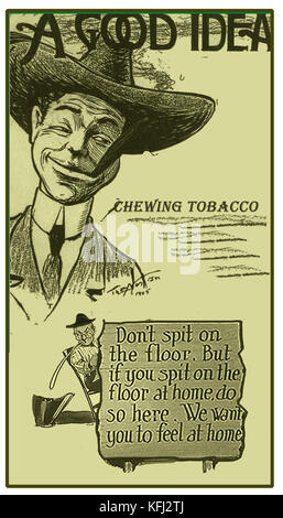 HISTORY OF TOBACCO - Chewing tobacco was popularised by US cowboys and  residents of country towns who couldn't get regular supplies of  conventional products (1905 image Stock Photo
