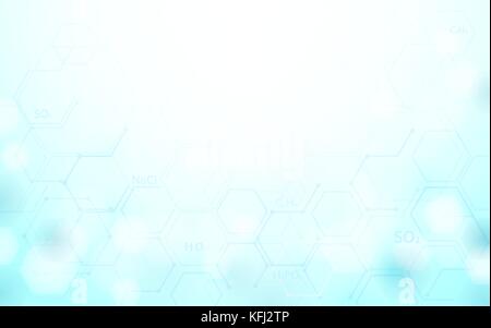 Abstract Chemistry science formula concept on soft blue background Stock Vector