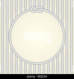 Round rope frame in naval theme Stock Vector
