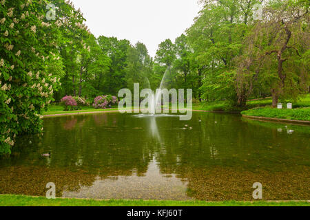 beautiful slottsparken pond view in the city of oslo Stock Photo