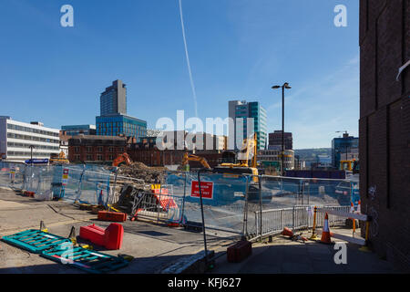 Demolition of Grosvenor House Hotel from Wellington Street, May 2017, Sheffield, UK Stock Photo