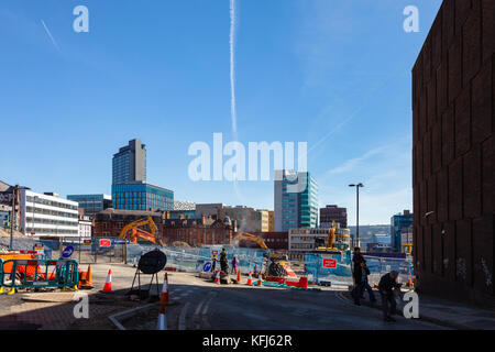 Demolition of Grosvenor House Hotel from Wellington Street, May 2017, Sheffield, UK Stock Photo