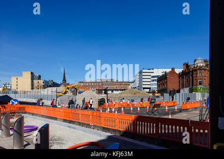 Demolition of Grosvenor House Hotel from the top of The Moor, May 2017, Sheffield, UK Stock Photo