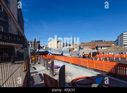 Demolition of Grosvenor House Hotel from the top of The Moor, May 2017, Sheffield, UK Stock Photo