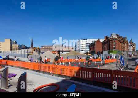 Demolition of Grosvenor House Hotel from the top of The Moor, May 2017, Sheffield, UK Stock Photo