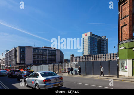 Demolition of Grosvenor House Hotel from Pinstone Street, May 2017, Sheffield, UK Stock Photo