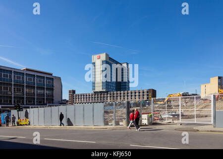 Demolition of Grosvenor House Hotel from Pinstone Street, May 2017, Sheffield, UK Stock Photo