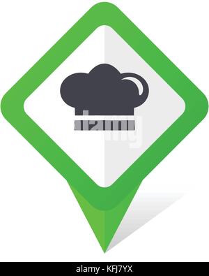 Cook green square pointer web and mobile phone vector icon in eps 10 on white background with shadow Stock Vector